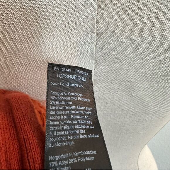 Topshop Burnt Orange Waffle Knit Chunky Sweater with side zips 180 - Picture 5 of 5